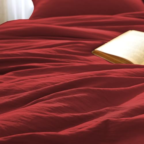 WRENSONGE King Size Comforter Set - 3 Pieces Bright Red Comforter Prewashed Soft Lightweight for All Seasons,Fluffy Down Alternative Comforter King Size with 2 Pillow Shams — view 4