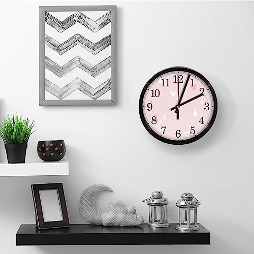 Horloge murale motif cœur et gouttes de pluie poétique à quartz - 6