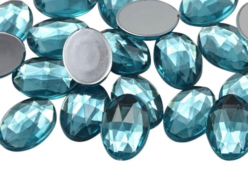 Allstarco 14x10mm (9/16x13/32) Light Blue Aqua Oval Acrylic Gems, 45 PCS
