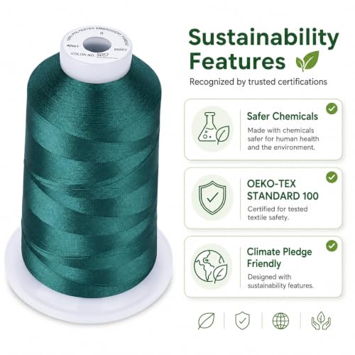 Image of Simthread 5000M 40WT Polyester Embroidery Thread, S057 | 5000M 40WT polyester thread feeds smoothly for machine embroidery, monograms, logos, patches and quilting.