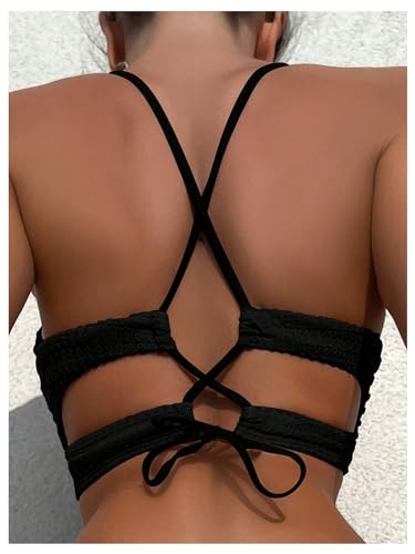 SOLY HUX Women's Criss Cross Lace Up Back Bikini Top Swimsuit Bathing Suit Tops2