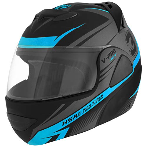 Pro Tork Capacete V-Pro Jet 3 Fosco 62 Preto/Azul Claro
