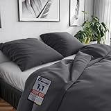 Wolkenfeld Bettwäsche 155x220 Baumwolle – Set mit Kissenbezug 80x80 – Atmungsaktiv, Hautfreundlich & Pflegeleicht – Ganzjahres-Bettwäsche mit Reißverschluss, Oeko-TEX – Grau Anthrazit