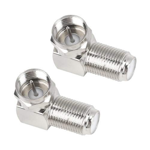 Lot de 2 Adaptateurs Coudés à 90° pour Câbles Coaxiaux, Connecteurs F Plaqués Or, Raccord Câble Sat 7mm, Idéal pour Espaces Réduits- Convertissez en...