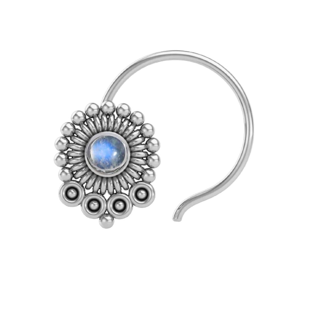 JSAJ STONE NOSEPIN WIRE NOSEPIN 925 STERLING SILVER FOR GIRLS AND WOMENS SILVER NOSE PIN-image-36