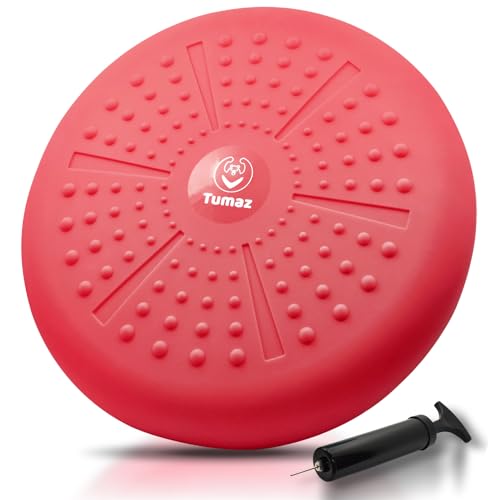 Image of Tumaz Wobble Cushion - Wiggle Seat to Improve Sitting Posture & Stay Focused for Sensory Kids, Balance Disc to Core Strength & Flexible Seating [Extra Thick Balance Board, Pump Included Wobble Board]