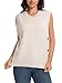 Wowcarbazole Women's Sleeveless Sweater Vest Casual Crew Neck Ribbed Knit Pullover Tops Loose Fit Full Clothes(Beige-M)
