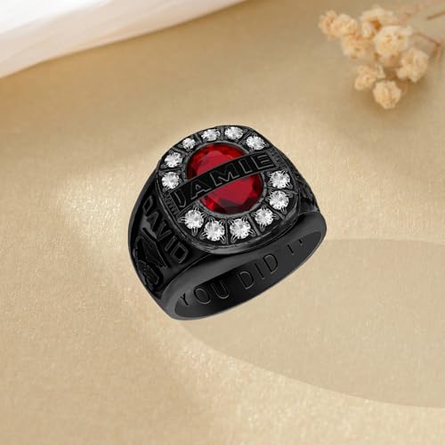 Fully Personalized 2025 Class Rings for Men 925 Sterling Silver/10K/14K/18K Solid Gold High School College Graduation Ring Graduation Jewelry Gift for Graduates Size 4-16 (with Gift Box)2