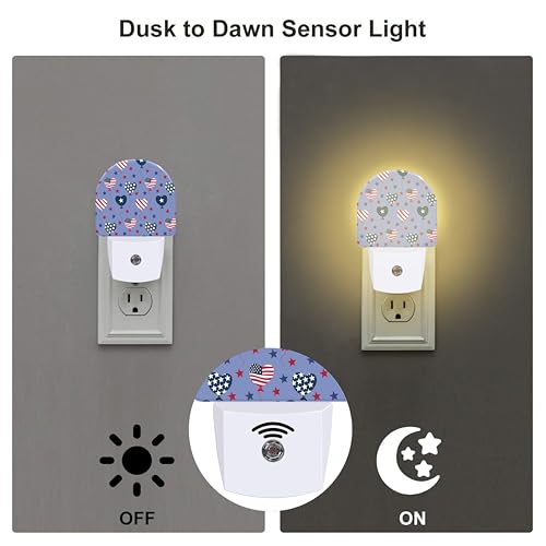 Image of USA Flag Balloons and Stars Night Light Plug into Wall, American Patriotic Flag Dusk to Dawn Night Light Plug in,0.5w Energy Saving Sleep Friendly NightLight for Kids Boys Girls Home Decor