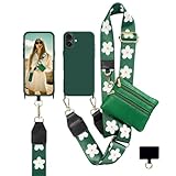 VooDirop for iPhone 16 Plus Crossbody Case with Zippered Pouch, Clip and Go Strap for Phone with Wallet Crossbody iPhone Case Neck Lanyard Wristlet Adjustable iPhone 16 Plus 6.7'' Midnight Green