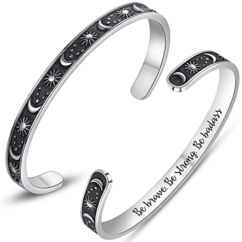 Btysun Inspirational Bracelets For Women Gifts For Her Uplifting Engraved Quotes Cuff Bangle Moon Star Jewelry cover