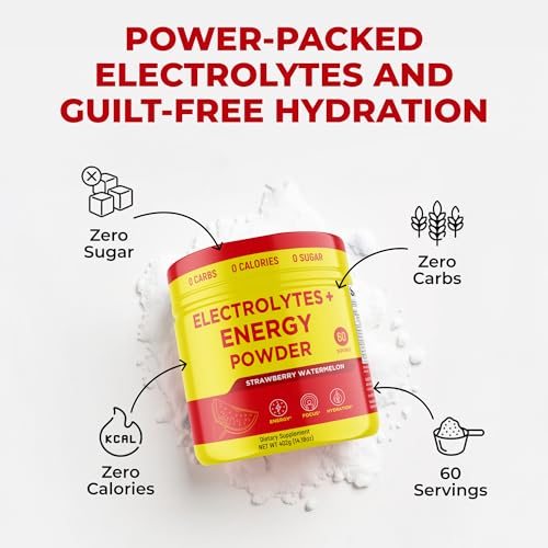Image of Keto Vitals Energy Powder + Electrolytes with 100mg Natural Caffeine, L Theanine & Organic Lion's Mane Extract - 60 Servings Energy Drink Powder for Workouts - Sugar Free Electrolytes