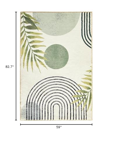 RoomTalks Tapete Decorativo Verde Boho 5x7 pies miniatura 2