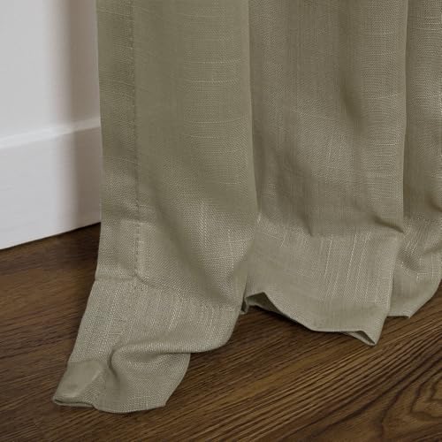 Image of TWOPAGES Sandstone Pinch Pleated Sheer Curtains, 52 inch W x 90 inch L, 2 Panels