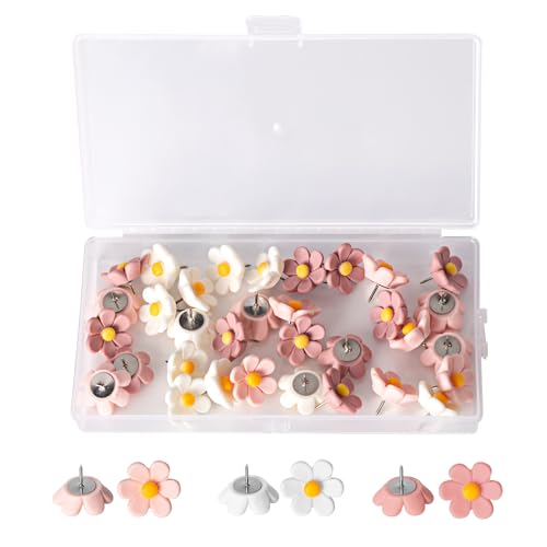 33 Pcs Punaises Tableau Liège,Punaise Murale,Punaises Carte,Punaise Dessin en Forme de Fleur Décoratives pour Tableau en Liège Mural Tableaux d'Affichage...