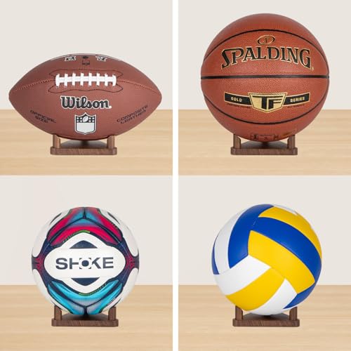 PUERSI Ballständer Ball Halterung Halter Display Ständer, Ballhalter für Fußball Basketball Rugby Volleyball, Walnussholz