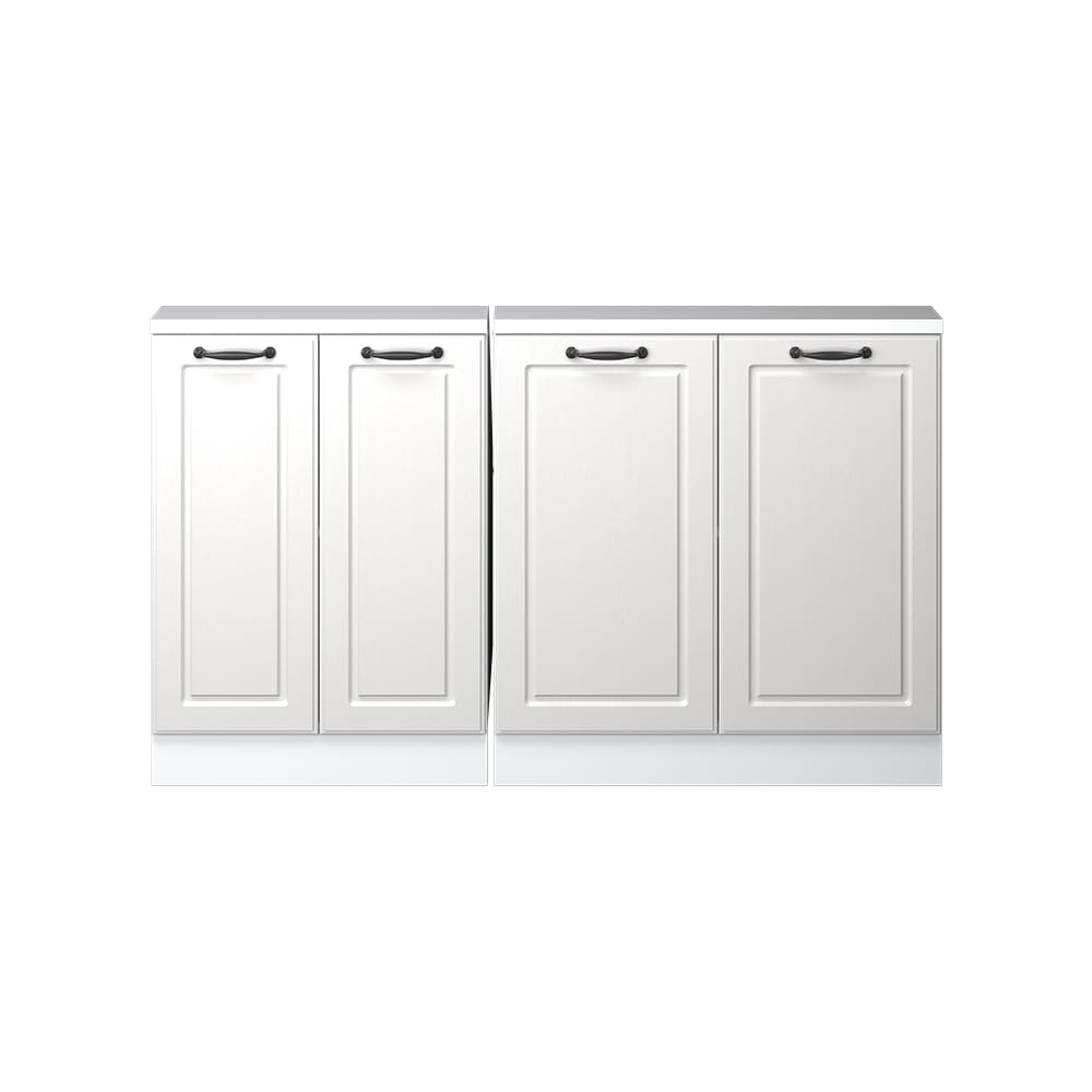 Vicco Ensembles de Meuble de Rangement sous Pente Rion Blanc Campagne/Blanc | L140 x P46 cm , Lot de 2, gain de place pour les pièces mansardées