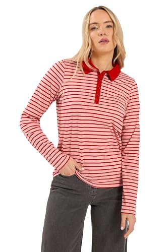 Long Tall Sally - LTS Tall Red & Stripe Polo T-Shirt - Women's