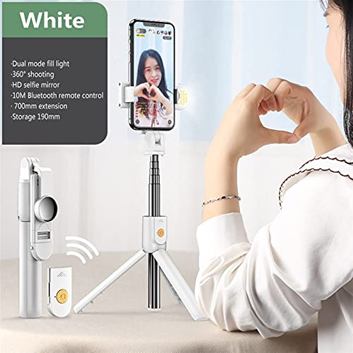 Trípode palo selfie Bluetooth SCRUBY con luz de relleno y mando rosa 4