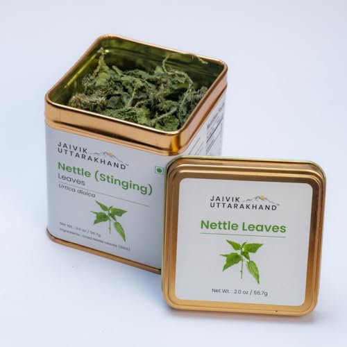 Image of Jaivik Uttarakhand - Nettle Leaf Tea (170.1 g), Dried Stinging Nettle Leaves, Helps Control Blood Sugar, Reduces Inflammation and Body Pain, Pack of 3 Tin Can