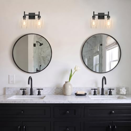 LIXDRASK 2 Light Bathroom Vanity Light Modern with Hammered Glass Shade by LIXDRASK - Used condition - Image 7
