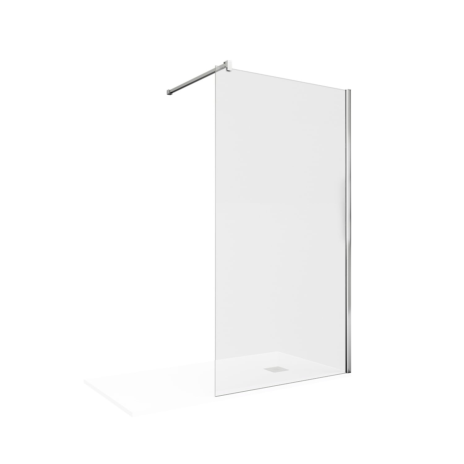 Mampara de Ducha Fija Medidas (88,5 a 90) x 195 cm | Frontal, 1 Hoja Fija, Reversible, Ancho Ajustable, Vidrio 6 mm, Antical, Barra Estabilizadora, SERIE 100A, Cromo