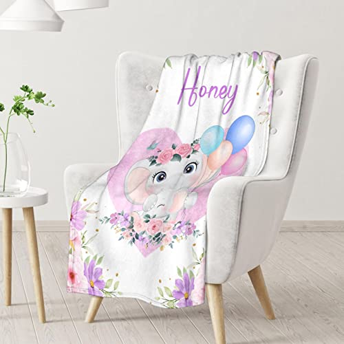 Elephant Blanket Gifts - 60"x80" Cute Throw for Women Girls - Purple Soft Fuzzy Blankets for Bed, Couch & Living Room