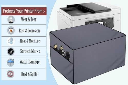 Image of The Furnishing Tree Polyester Waterproof & Dustproof Printer Cover - Compatible with Auto Duplex Laser Brother DCP-L5510DN Printers, Grey , Dimensions in DxWxH - ( 45x48.5x42 CM)