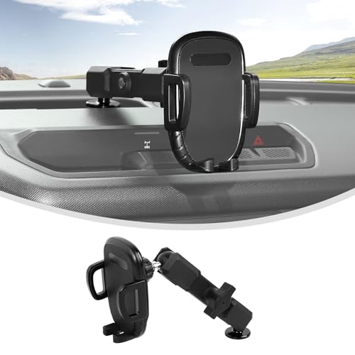 Image of Linskip Dashboard Universal Phone Mount & Smart Phone Holder for 2021-2026 Ford Bronco Raptor & Bronco Accessories 2 /4 Door, Rotates Vertical and Horizontal, One-Hand Operation, Interior Accessories