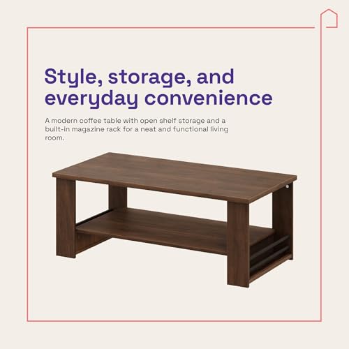 Image of Wakefit Center Table | 1 Yr Warranty | Coffee Table for Living Room Wooden, Tea Table for Living Room Wooden, Sofa Table, Free Installation from Brand, Modern Multi-Functional & Wobble-Free(Nestren)