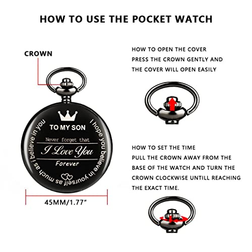 Reloj de Bolsillo de Cuarzo para Hombre con Cadena de Regalo Elegante 3