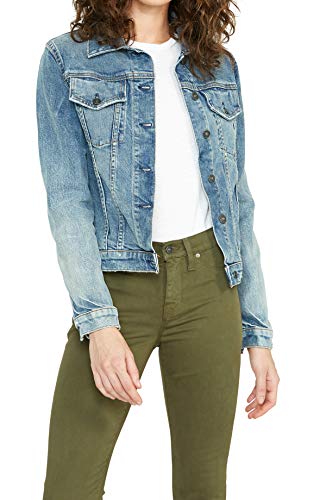 HUDSON Women's Classic Fitted Denim Trucker Jacket, Mangled, XS