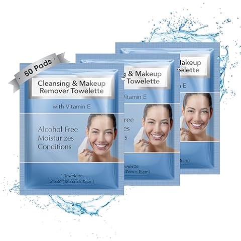 Diamond Wipes Makeup Remover Wipes, Alcohol Free Facial Cleansing Wipes with Vitamin E, Case of 50 Face Wipes Cover