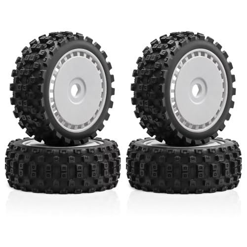 Pneus et roues 1/8 pour voiture RC Arrma Typhon anti-dérapage jante blanche tout-terrain
