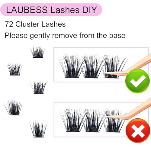 Image of Cluster Lashes 72 Individual Lashes D Curly Lash Clusters Volume Eyelash Clusters DIY Lash Extension Kit Fluffy Cluster Eyelash Extensions (01-0.07D, 14mm)