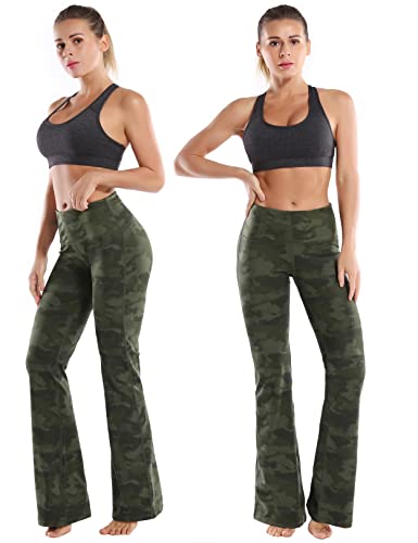 Image of BUBBLELIME 29 inch /31 inch /33 inch /35 inch /37 inch 3 Styles Women's High Waist Bootcut Yoga Pants Basic /Side Pockets Tummy Control Workout Flared