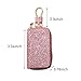 Teadokly Zipper Car Key Case, Universal Key Fob Cover, Keychain Holder with Metal Hook, Sequins Car Key Bag (Pink)