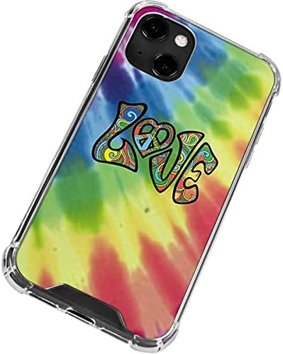 Skinit Clear Phone Case Compatible with iPhone 13 - Officially Licensed Liquid Blue Tie Dye Peace & Love Design