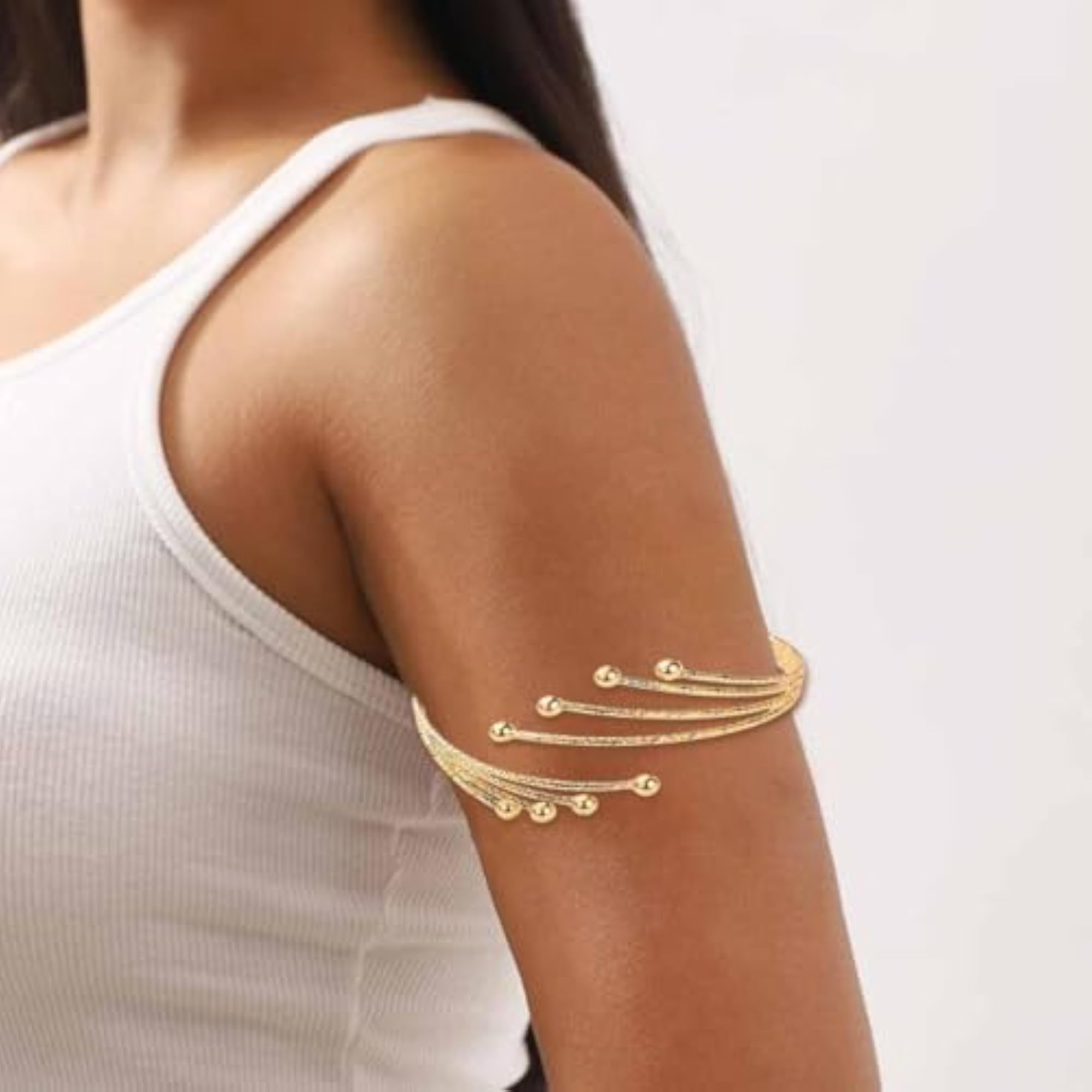 Women's Geometric Open Armlet, Metal Wire Upper Arm Cuff Bangle