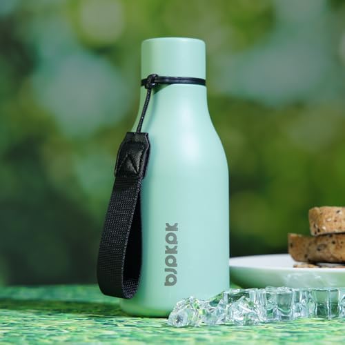 Image of BJPKPK Insulated Water Bottles, 12oz Stainless Steel Metal Water Bottle with Strap, BPA Free Leak Proof Jugs, Mugs, Flasks, Reusable Thermal Flasks for Sports & Travel, Mist Grey
