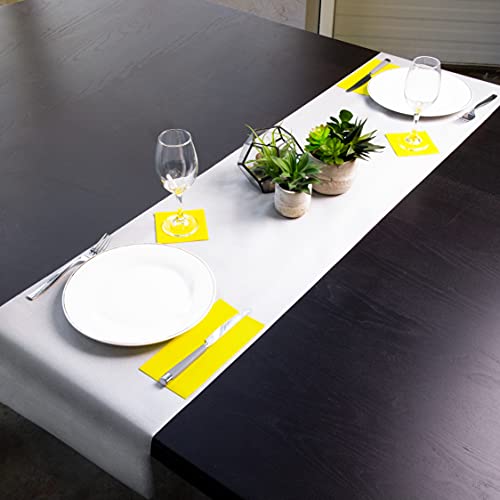 Ah American Homestead Paper Dining Table Runner For Party 78 Ft = 20 Perforated Table Runners 16” X 48”- Disposable Linen-Like Table Cover Roll - Strong, Absorbent & Compostable (Yellow) #TOP5