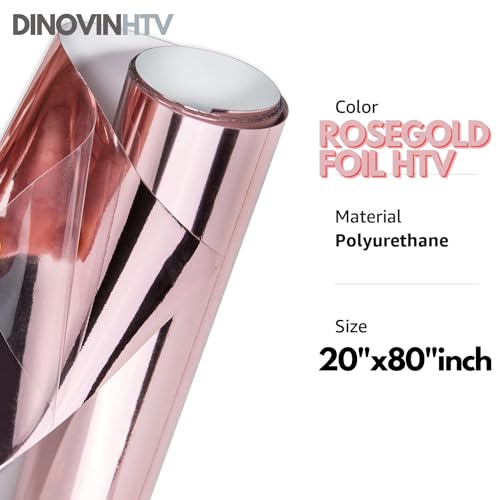 Image of ROSEGOLD FOIL | HTV Vinyl Rolls | Heat Transfer Vinyl | 20inch x 80inch | PU for Shirts | Metallic Finish | Soft Touch | Stretchable | Iron on Transfer for Cricut & Cameo | Easy to Cut & Weed