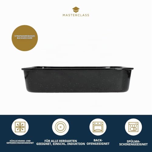 MasterClass Emaille-Bräter, Induktionssicherer 1mm Stahl mit kratzfester Beschichtung, Medium (34 x 26 x 7cm), Schwarz – Ansicht 3