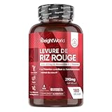 Levure de Riz Rouge Vegan 290mg, 180 Gélules, avec CoQ10, 2.9mg Monacoline K, Vitamine B1 (Thiamine), Gélules de Riz Rouge sans Gluten ni Lactose ni Stéarate de Magnésium, 6 Mois d'Approvisionnement