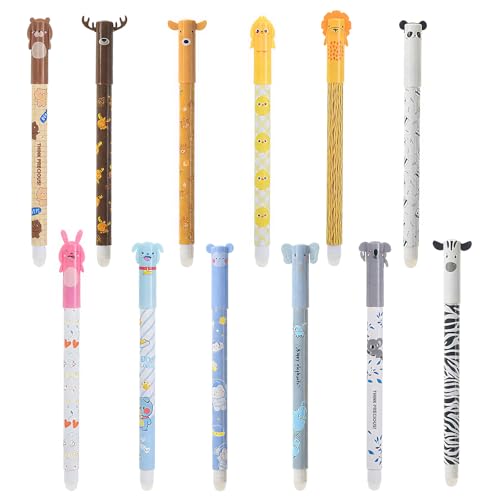 VEGCOO 12 Stück Set Radierbare Gelstifte mit Thermoempfindlicher Radiertinte, Radierbarer Kugelschreiber,Wischfester Kug...