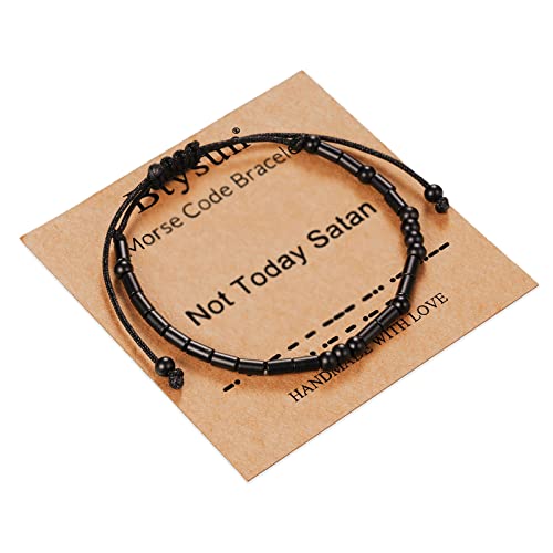 Morse Code Bracelets for Women Inspirational Gifts for Her Adjustable Black Adjustable Braided Men Bracelets Motivational Best Friend Birthday Gifts for Sister Daughter Mom Dad Christmas Jewelry…