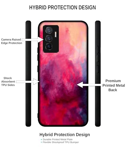 Image of Holi Color Design Premium 2D Printed Metal Back Case Cover for Vivo V23E 5G / Y75 4G, Multicolor