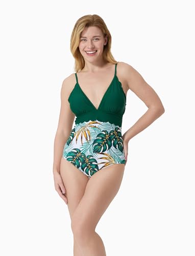 Image of PATPAT Mommy and Me Matching Swimsuit:One Piece V Neck Bathing Suits Leaves Printed Family Swimwear Matching Set