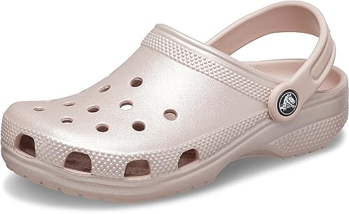 Crocs Classic Glitter Clogs, Pink Clay Shimmer, 4 US Unisex Big Kid