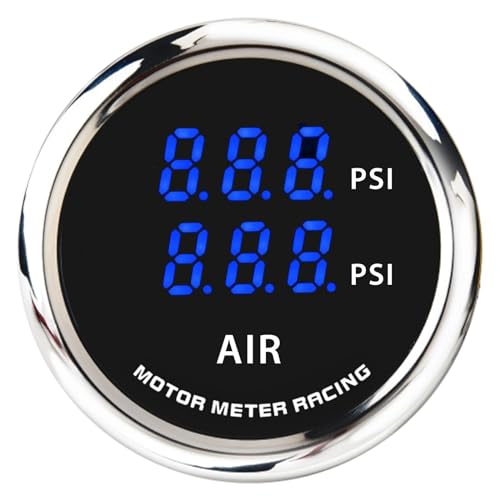 MOTOR METER RACING 52mm 2-1/16" Dual Air Ride Air Pressure Gauge 220 PSI